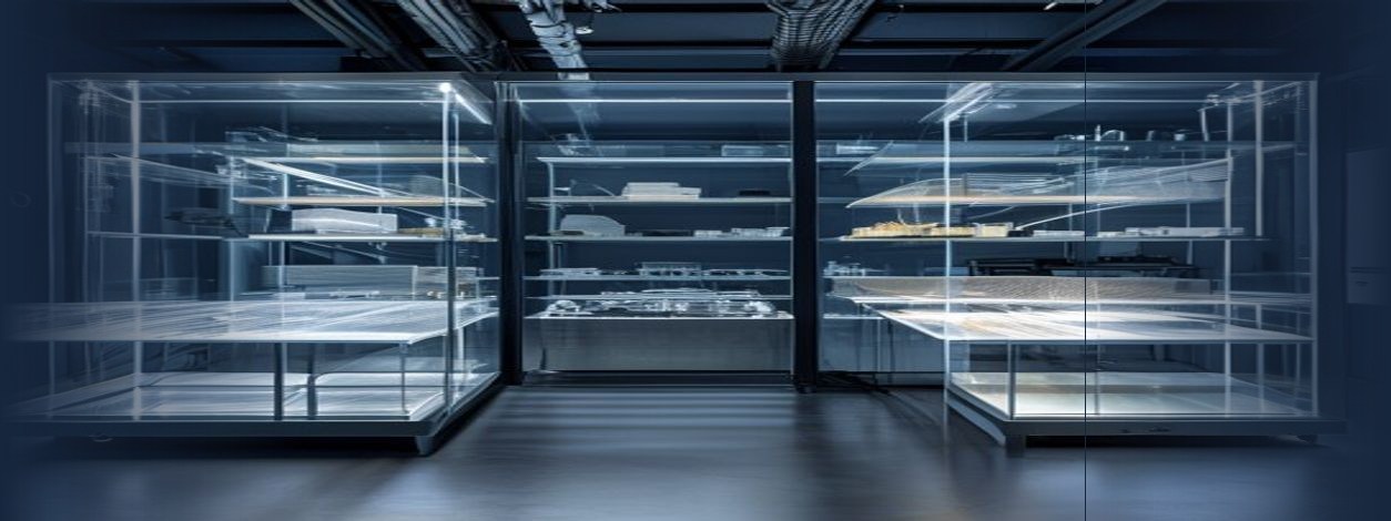 Vitrine meuble-caisse pour magasin en PMMA