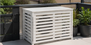 Brise-vue balcon et terrasse en plexiglas sur mesure 6 Coffret climatiseur technique